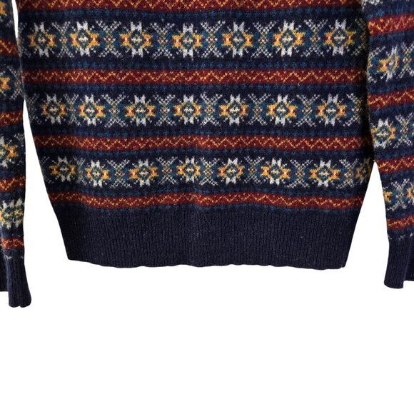 J. Crew 100% Lambswool Nordic Fair Isle Print Crewneck Sweater Size Medium - Picture 5 of 5